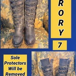 freebird Blue Strappy Buckle Heeled Boots